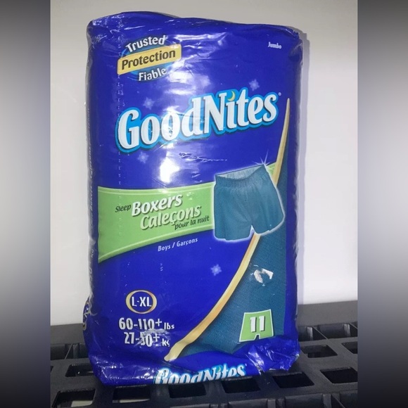 Vintage Goodnites Boxer Shorts Boys L-XL Blue Sleep Disposable 60-110lbs Abdl - Picture 1 of 2